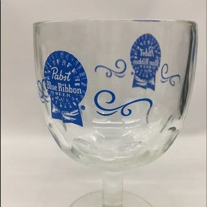 Vintage Pabst Blue Ribbon Glass Goblets  5.5  Inch